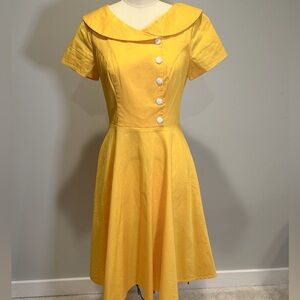Vintage-Style Yellow Swing Dress